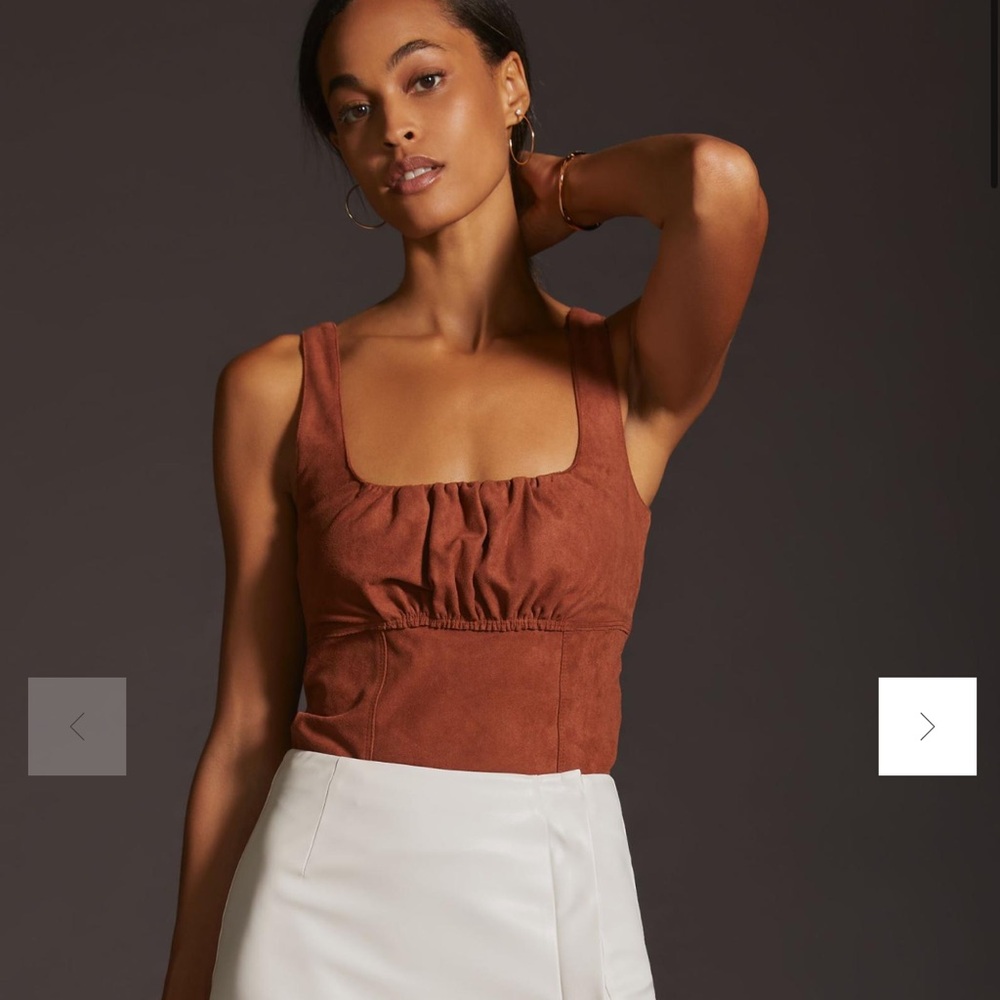 Anthropologie Pilcro Faux-Suede Corset Tank Top